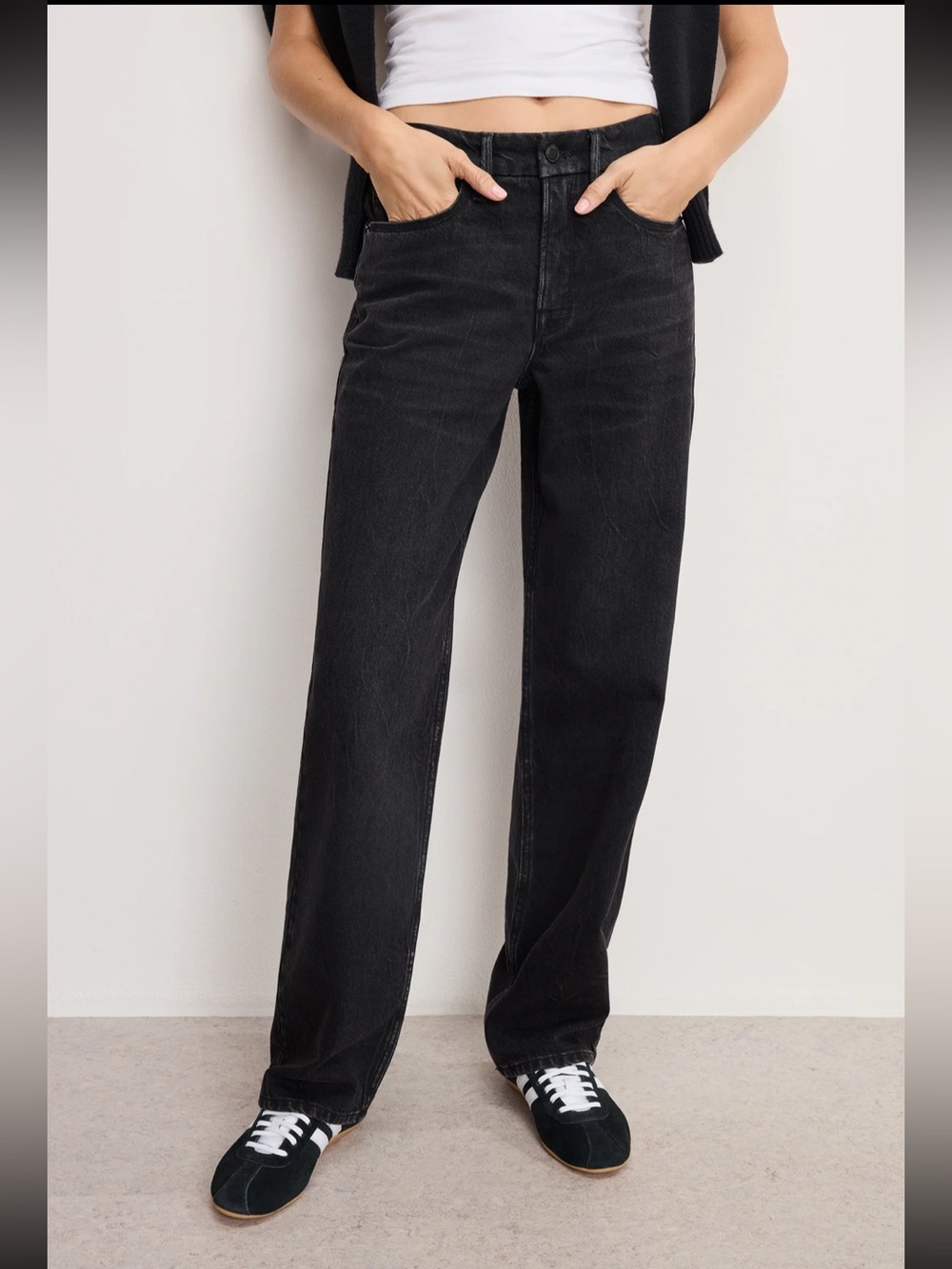 NWT Good American “Good 90s” Black Straight Jeans — Size 15